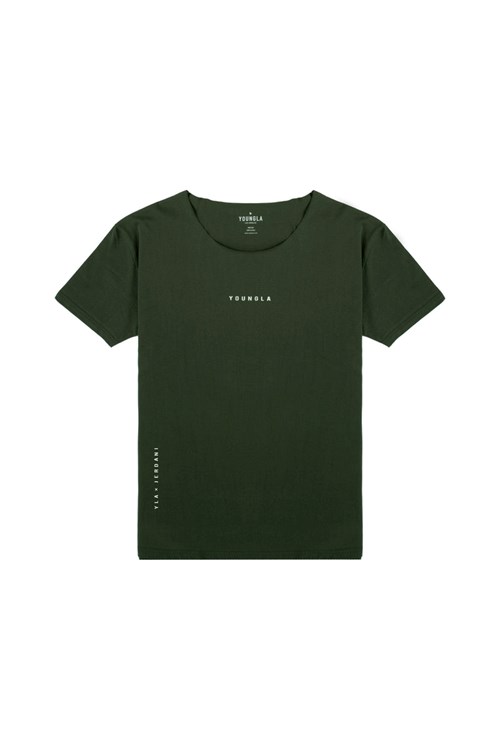 YoungLA 447 Larges neck Raw Cut Tee Vert | 735-LPQECS