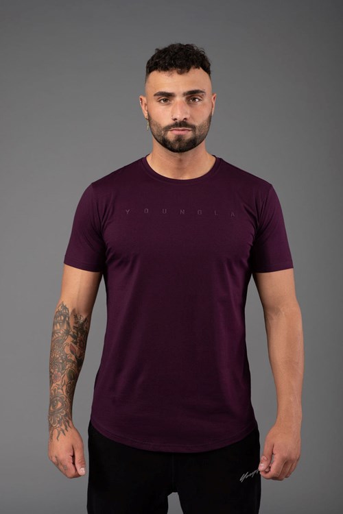 YoungLA 459 Monochrome Fitted Tees Plum | 763-BCHFYZ