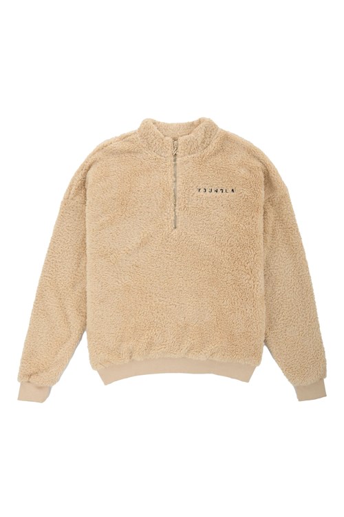 YoungLA 505 Quarter Zip Teddy Fleece Camel | 481-FWERIV