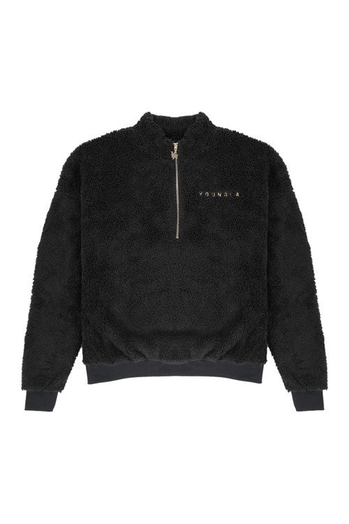 YoungLA 505 Quarter Zip Teddy Fleece Noir | 153-RVEPZF