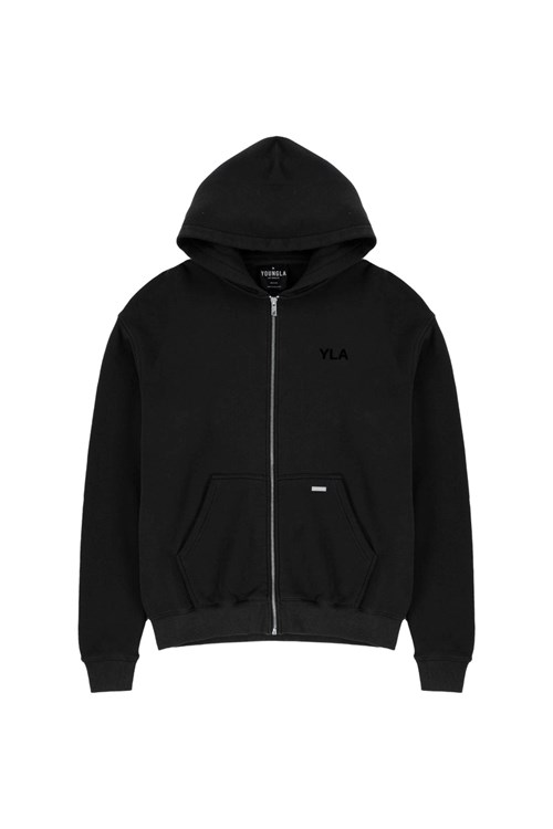 YoungLA 515 Monarch Zip-up Hoodie Noir Lavage | 150-OBSVQP