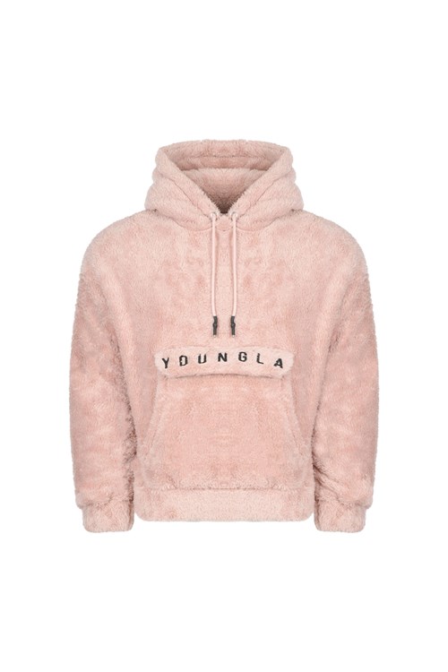 YoungLA 538 Kangaroo Teddy Fleece Hoodies Salmon | 972-PMKQCO