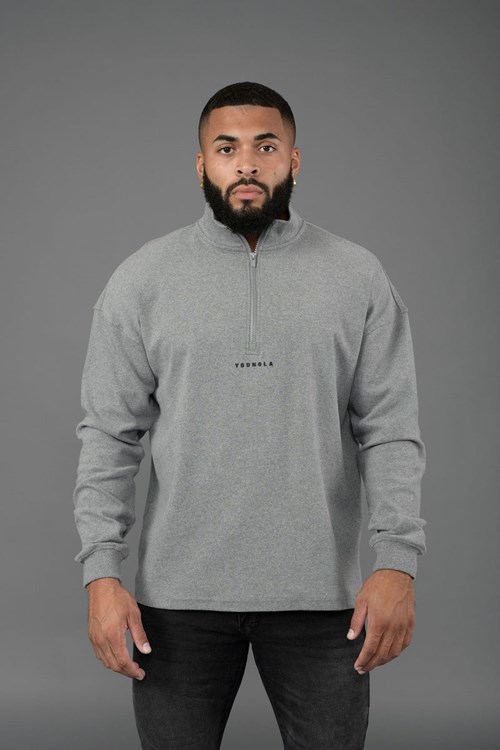 YoungLA 545 Cloud Quarter Zip Grise | 038-CNBTJK