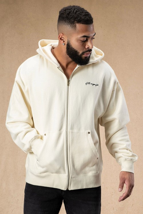 YoungLA 546 Rivet Zipup Hoodies Off-White | 982-MEJRCW