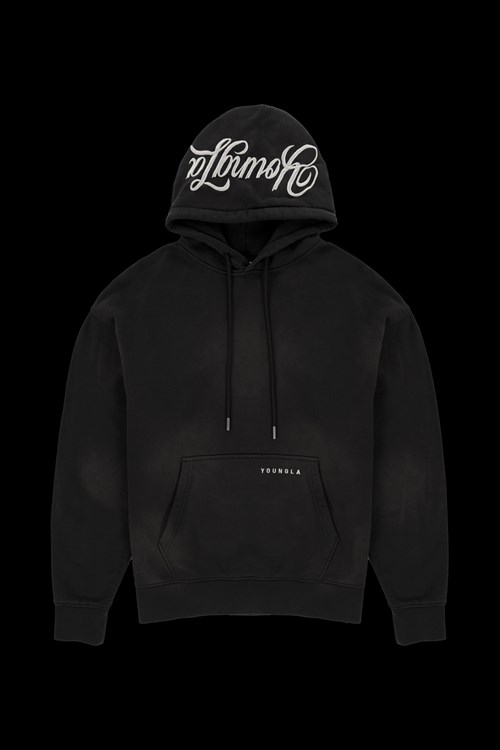 YoungLA 549 Phantom Hoodies Noir Lavage | 580-UFYGMS