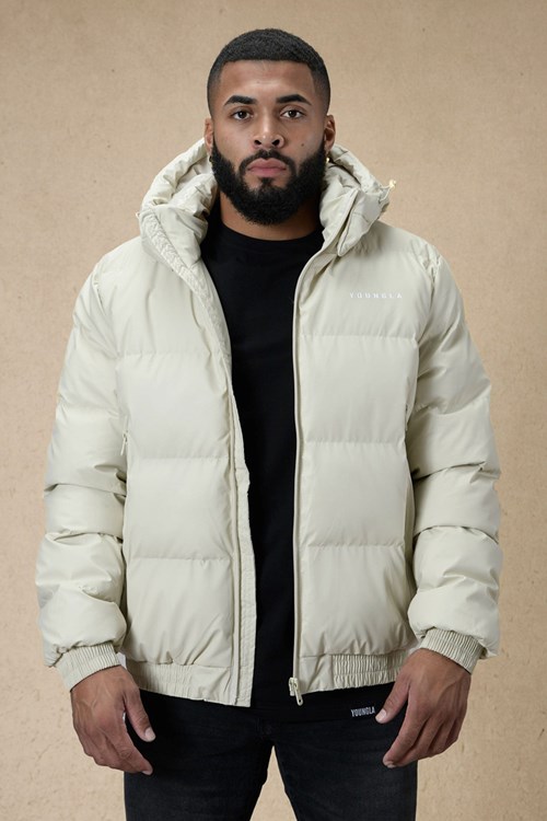 YoungLA 554 Brooklyn Puffer Jacket Off-White | 195-AHOKIR