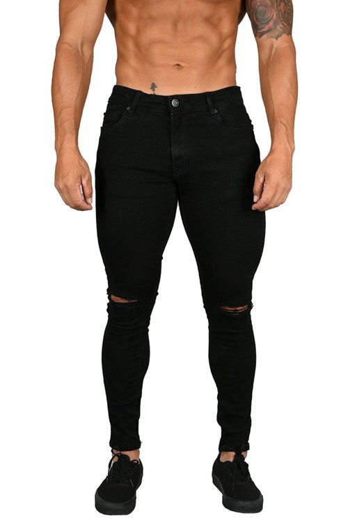 YoungLA 605 DISTRESSED DENIM JEANS Noir | 635-LYCEZH