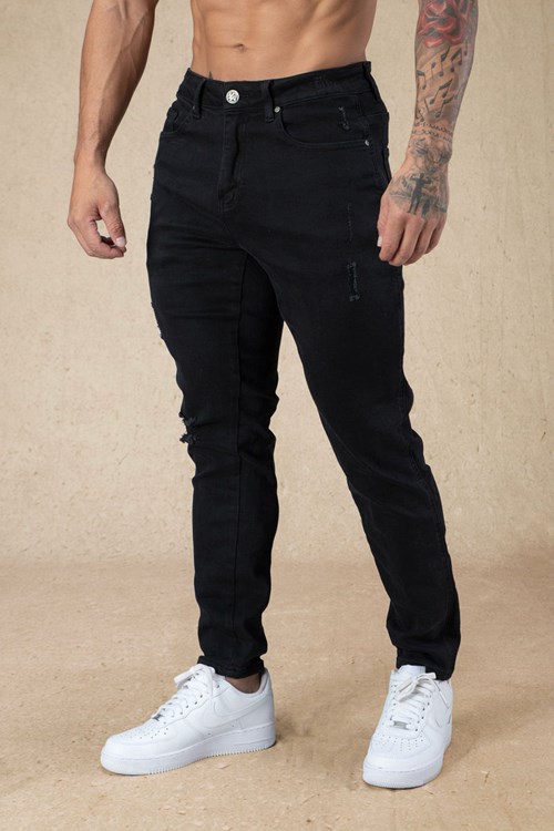 YoungLA 607 Tailored Slim Fit Jeans Noir Lavage | 034-CZKNAL