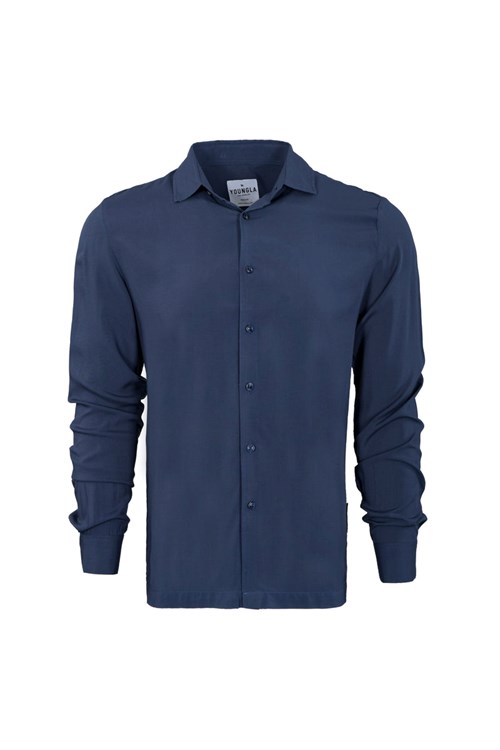 YoungLA 804 Scarface Viscose Shirts Bleu Marine | 943-ZVYNMD