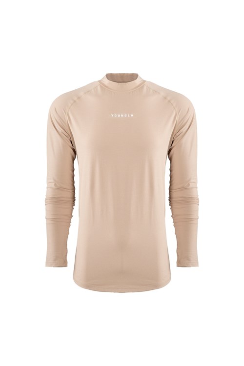 YoungLA 808 High Neck Compression Shirt Beige | 293-SRZDCQ