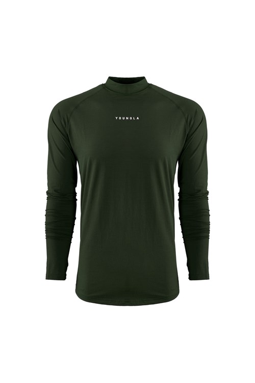 YoungLA 808 High Neck Compression Shirt Vert Olive | 510-OPBJWT