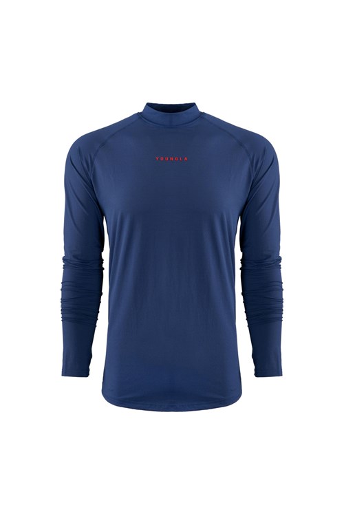 YoungLA 808 High Neck Compression Shirt Bleu Marine | 726-UPYHZC