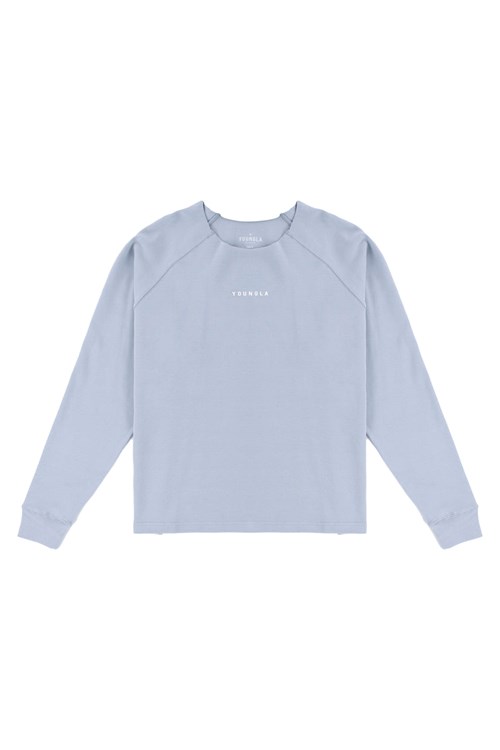 YoungLA 815 Raw Neck Cloud Longsleeves Bleu | 083-JSEVOX