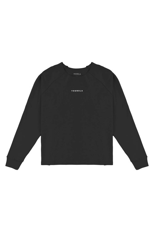 YoungLA 815 Raw Neck Cloud Longsleeves Noir | 973-ZVOGNI