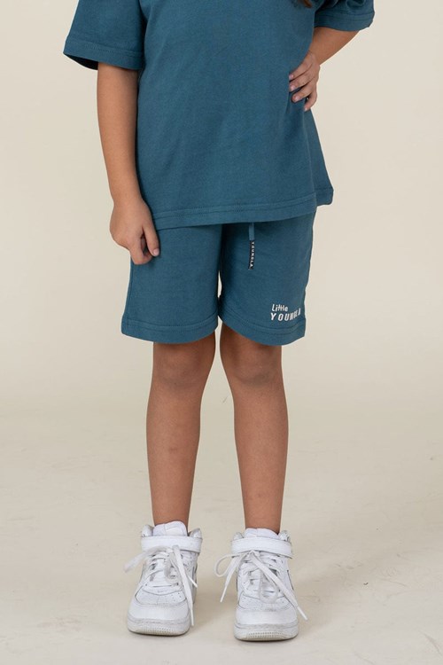 YoungLA L101 High-Density Logo Shorts Teal | 938-TLBDYE