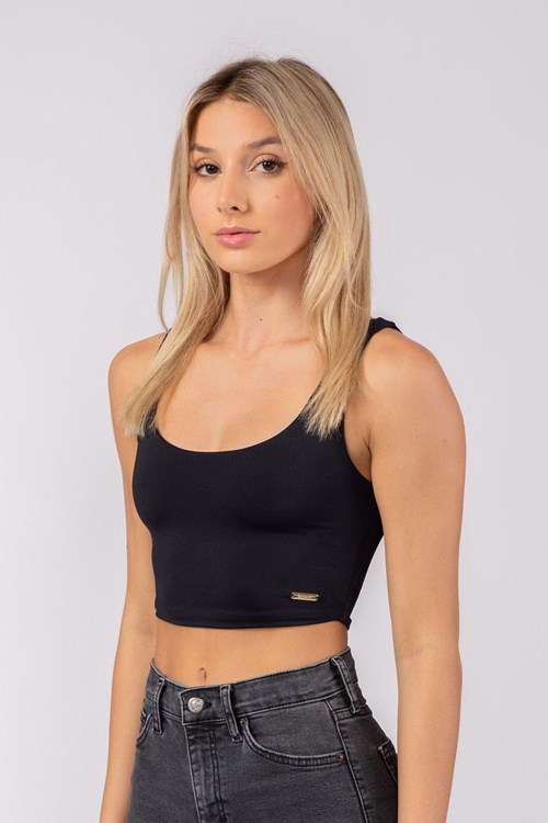 YoungLA W304 Scoop Neck Crop Tank Noir | 516-OYMDSU