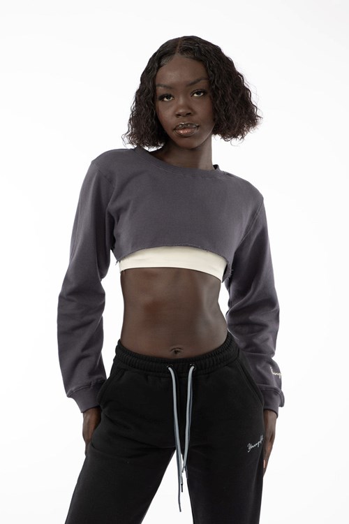 YoungLA W501 Super Crop Pull Coal | 206-BLHZOR